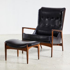 Ib Kofod Larsen armchair with footrest