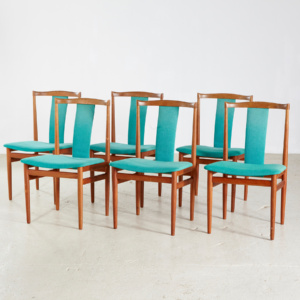 Henning Sørensen teak dining chairs for Danex, Set of 6
