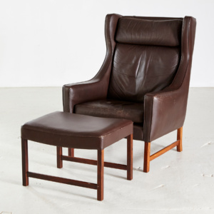 Fredrik Kayser 965H leather reading armchair with ottoman