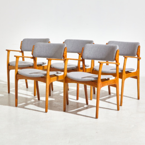 Model 49 oak armchair by Erik Buch for O.D. Møbler, Set of 5