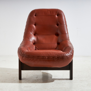 Leather lounge chair by Jean Gillon for Probel