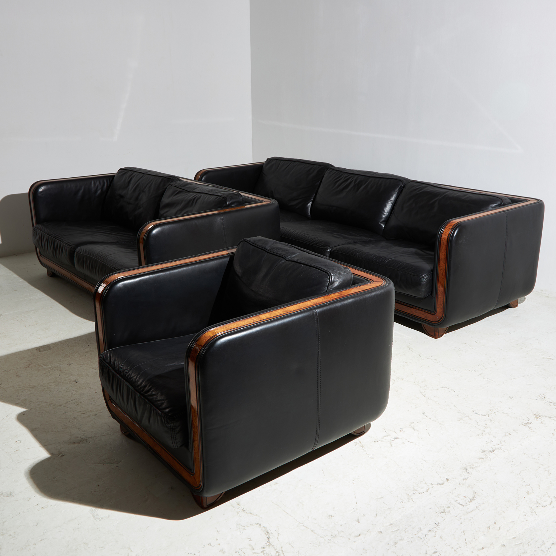 New York leather sofa set by Alberto Nieri for Galeria Nieri, Set of 3