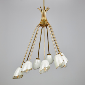 Glass and brass chandelier