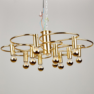 Brass ceiling chandelier by Hans Wilfried Hegger for Cosack