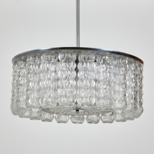 Glass and chrome chandelier