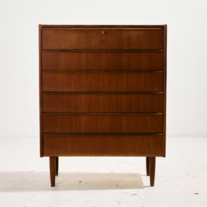 Teak dresser with six drawers