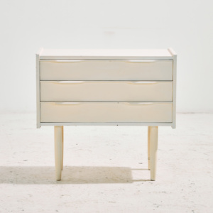 White painted nightstand with three drawers