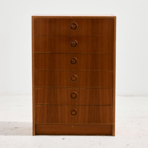 Teak dresser with six drawers