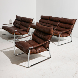 Bőr ülőgarnitúra, 3 darabos szett