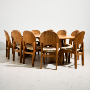 Pine dining set by Niels Koefoed for Glostrup, Set of 11