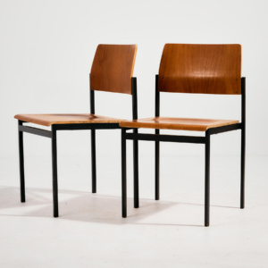 Teak chair on metal base