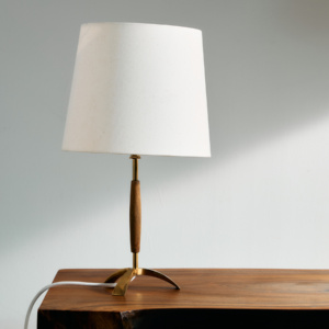 Teak and brass table lamp