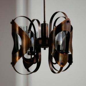 Brass and glass chandelier