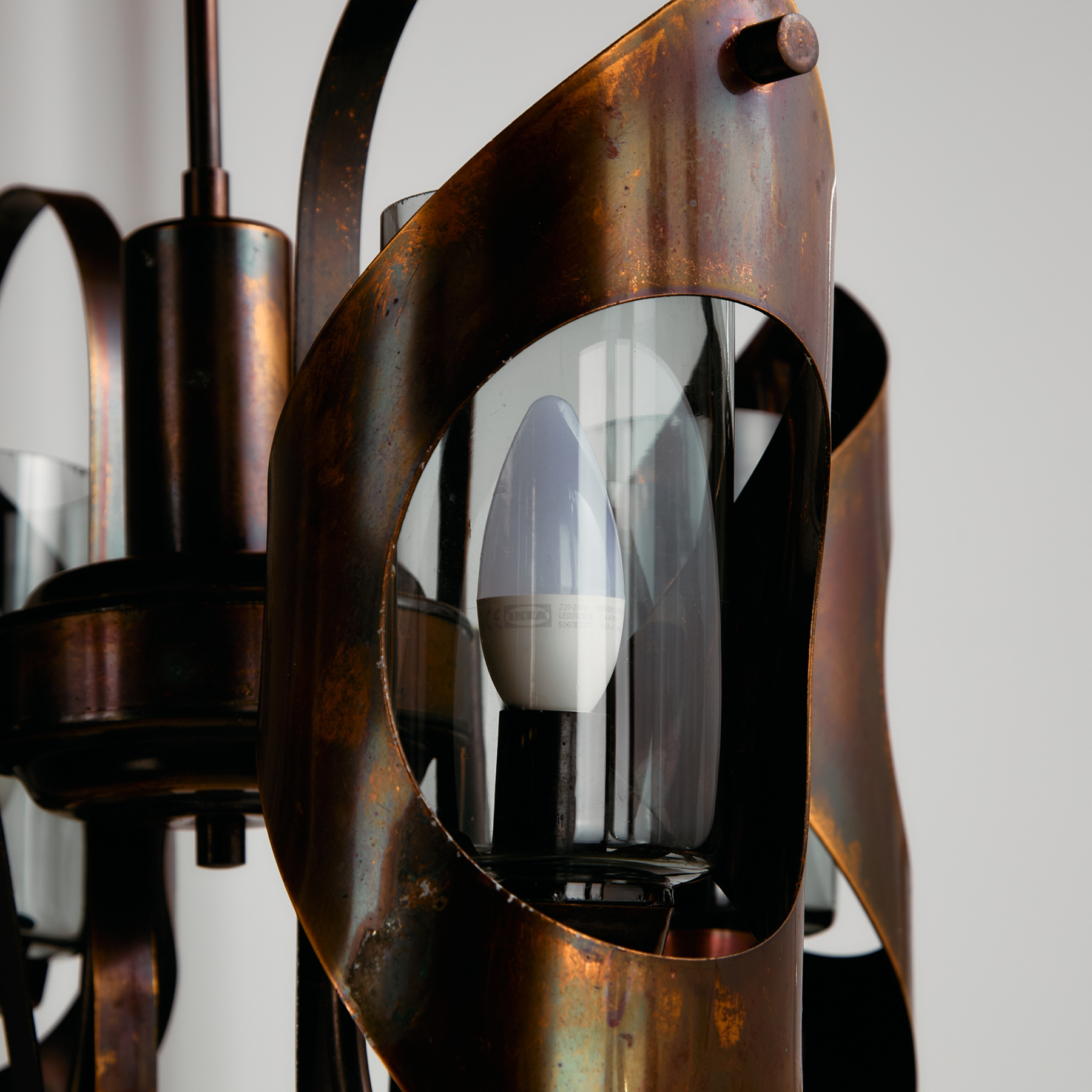 Réz és üveg csillár - Image 3