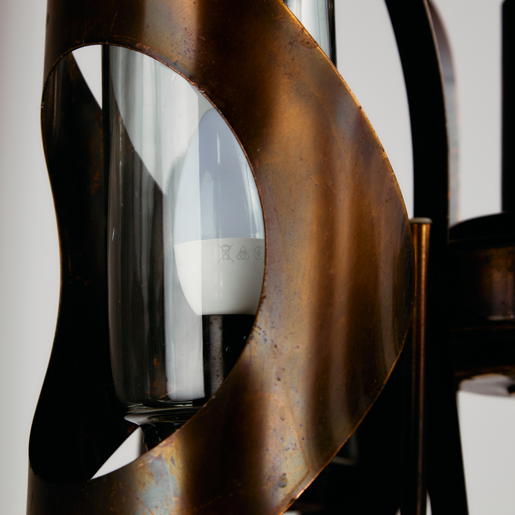 Réz és üveg csillár - Image 6