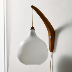 Teak and glass wall lamp by Uno & Östen Kristiansson for Luxus
