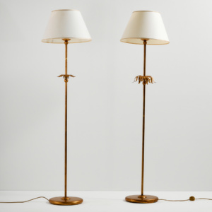 Gold-painted floor lamp