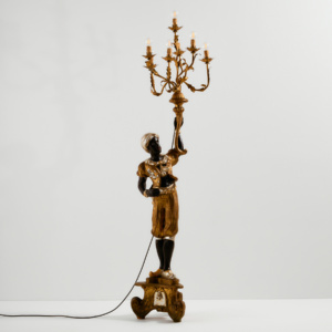 Metal and plastic floor lamp