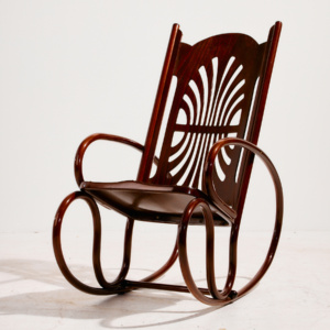 Restored beech rocking chair by Gustav Siegel for Jacob & Josef Kohn