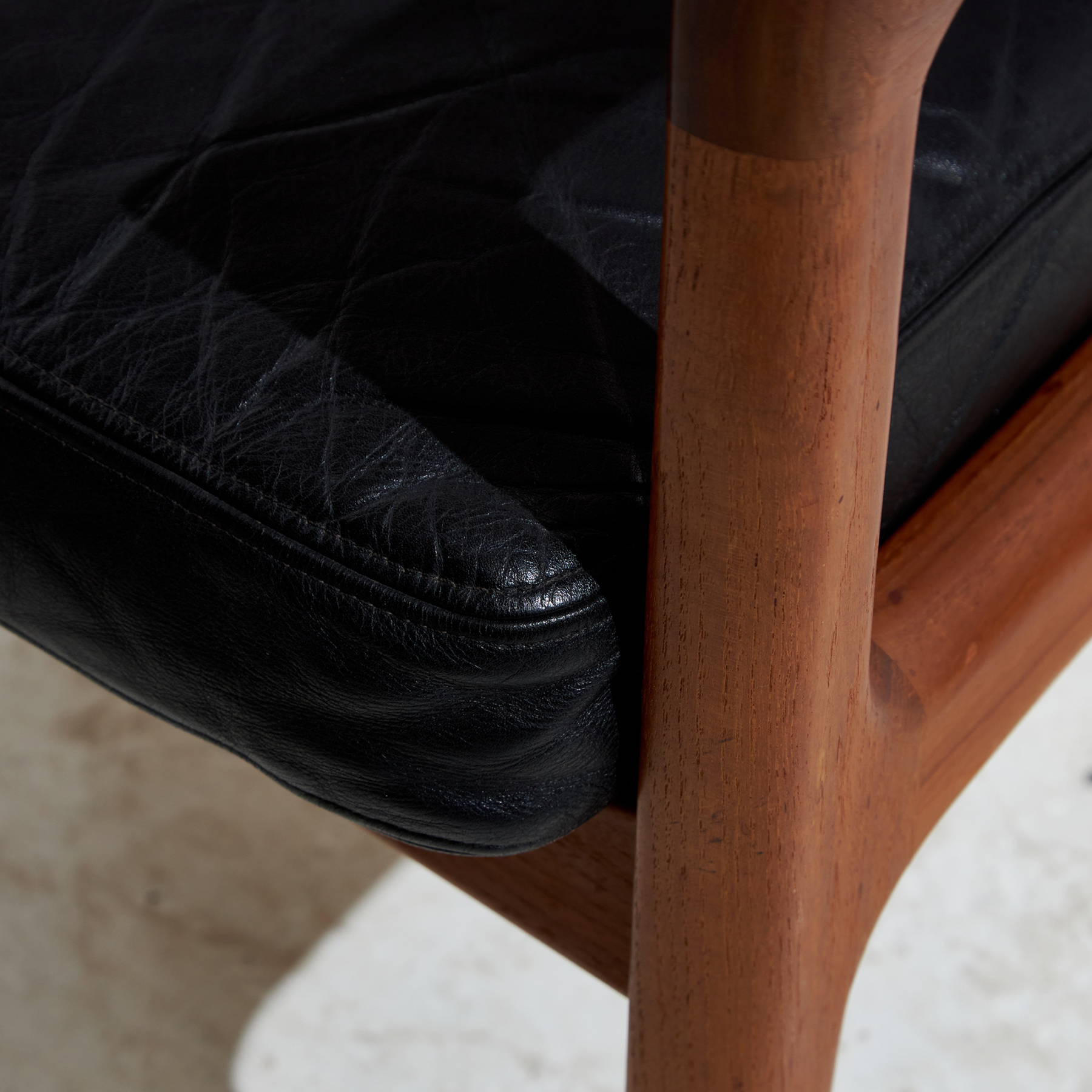 Senator leather sofa set by Ole Wanscher for France & Søn, Set of 3 - Image 46