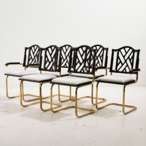 Fém és bambusz szék, 6 darabos szett