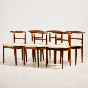 Helge Sibast és Børge Rammerskov Modell 465 felújított rózsafa étkezőszék, 6 darabos szett