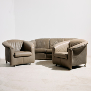 Aura leather sofa set by Paolo Piva for Wittmann, Set of 3