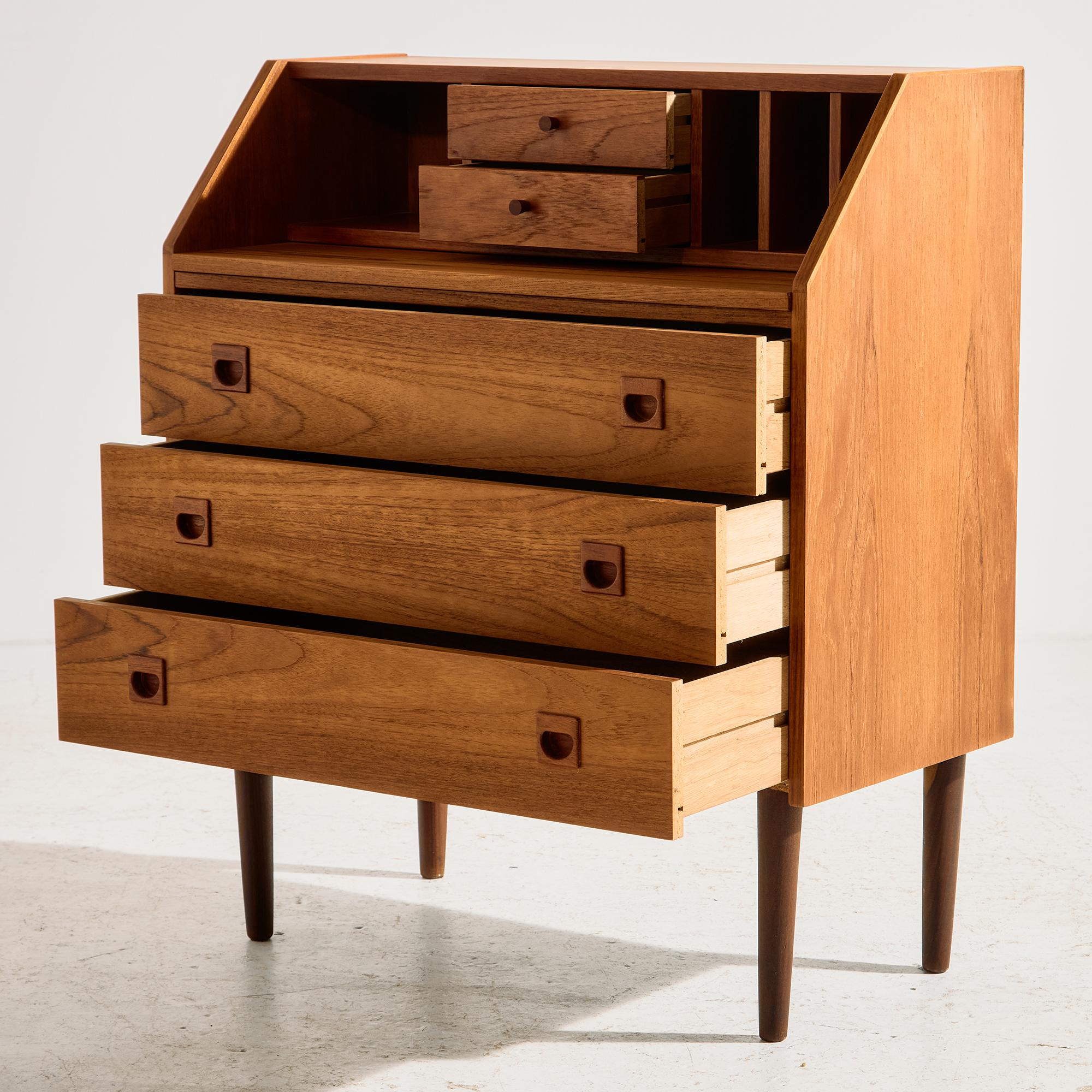 Restored teak bureau desk - Image 3