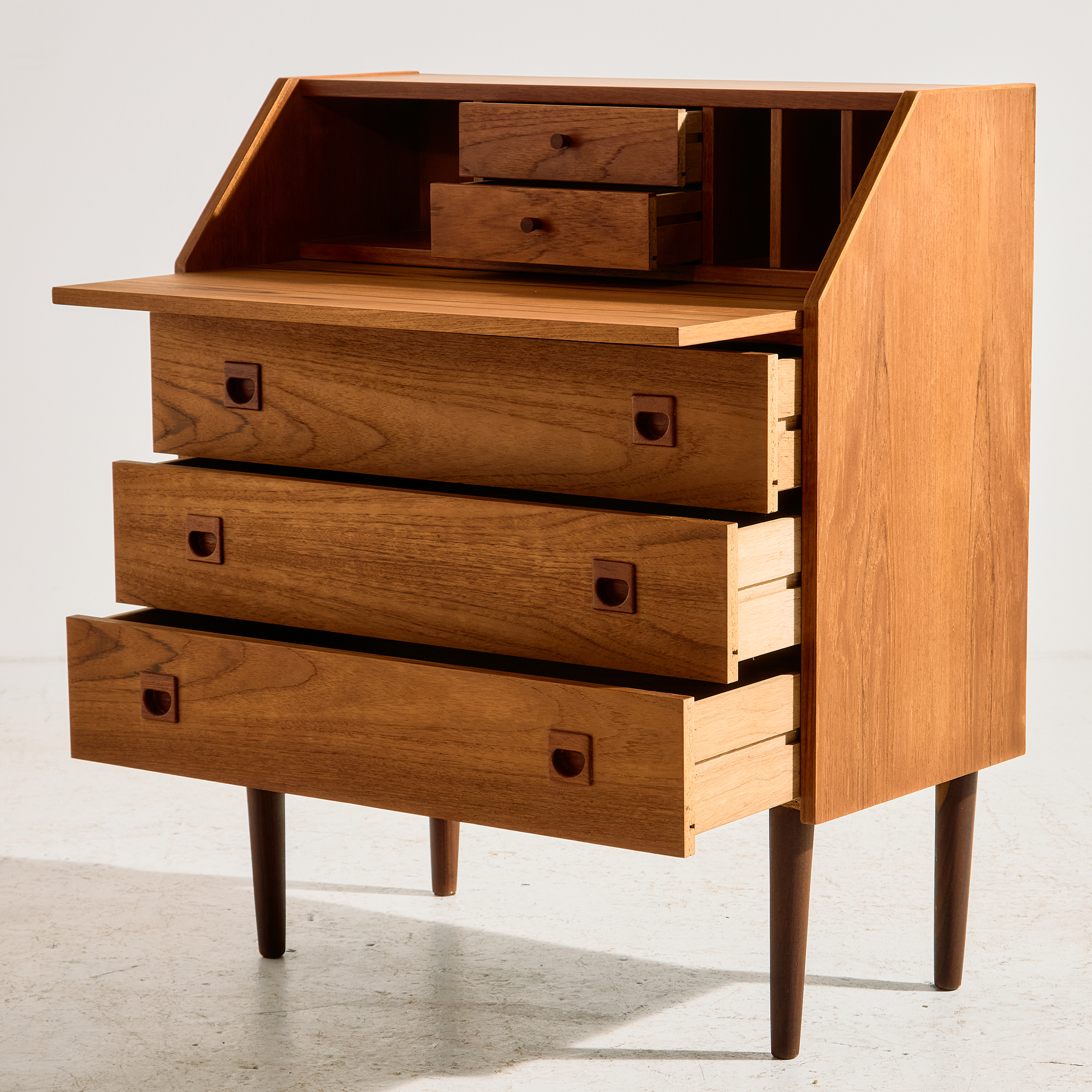 Restored teak bureau desk - Image 4