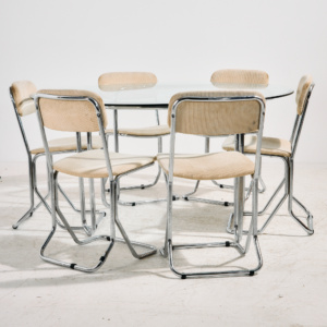 Italian chrome dining set, Set of 7