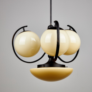 Metal and glass chandelier