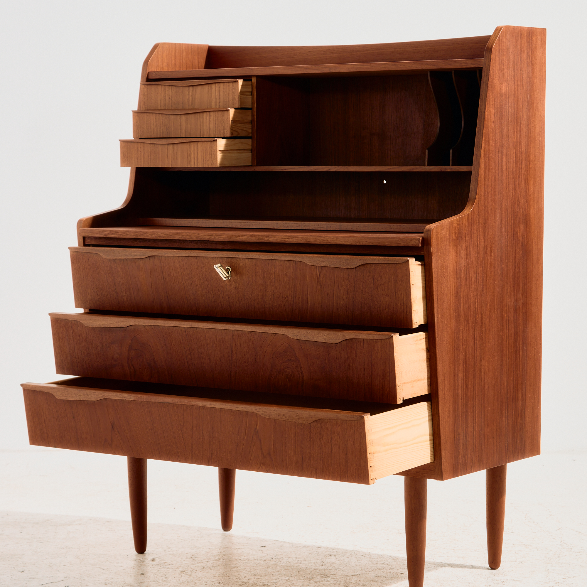 Felújított teak írókomód - Image 3