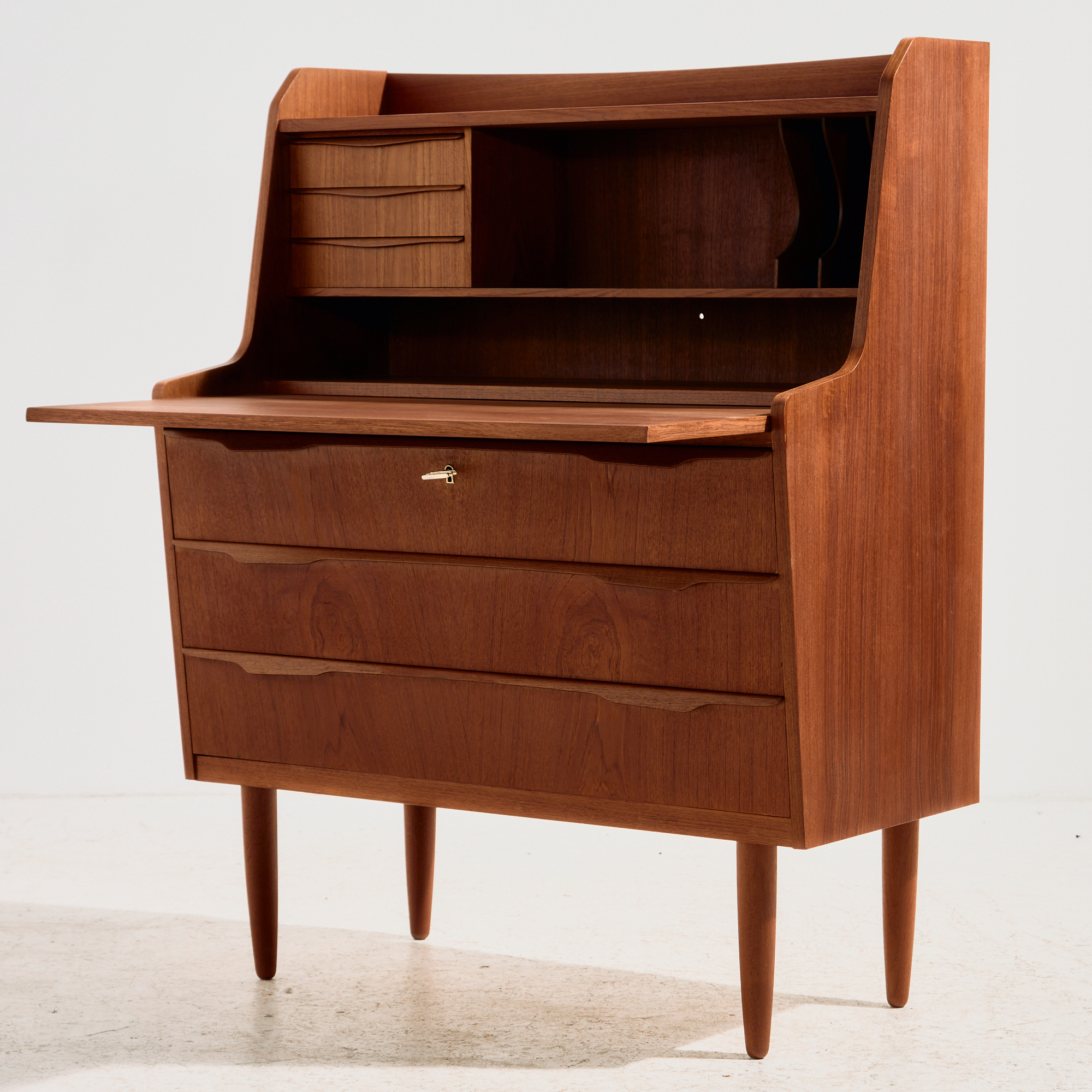 Felújított teak írókomód - Image 4