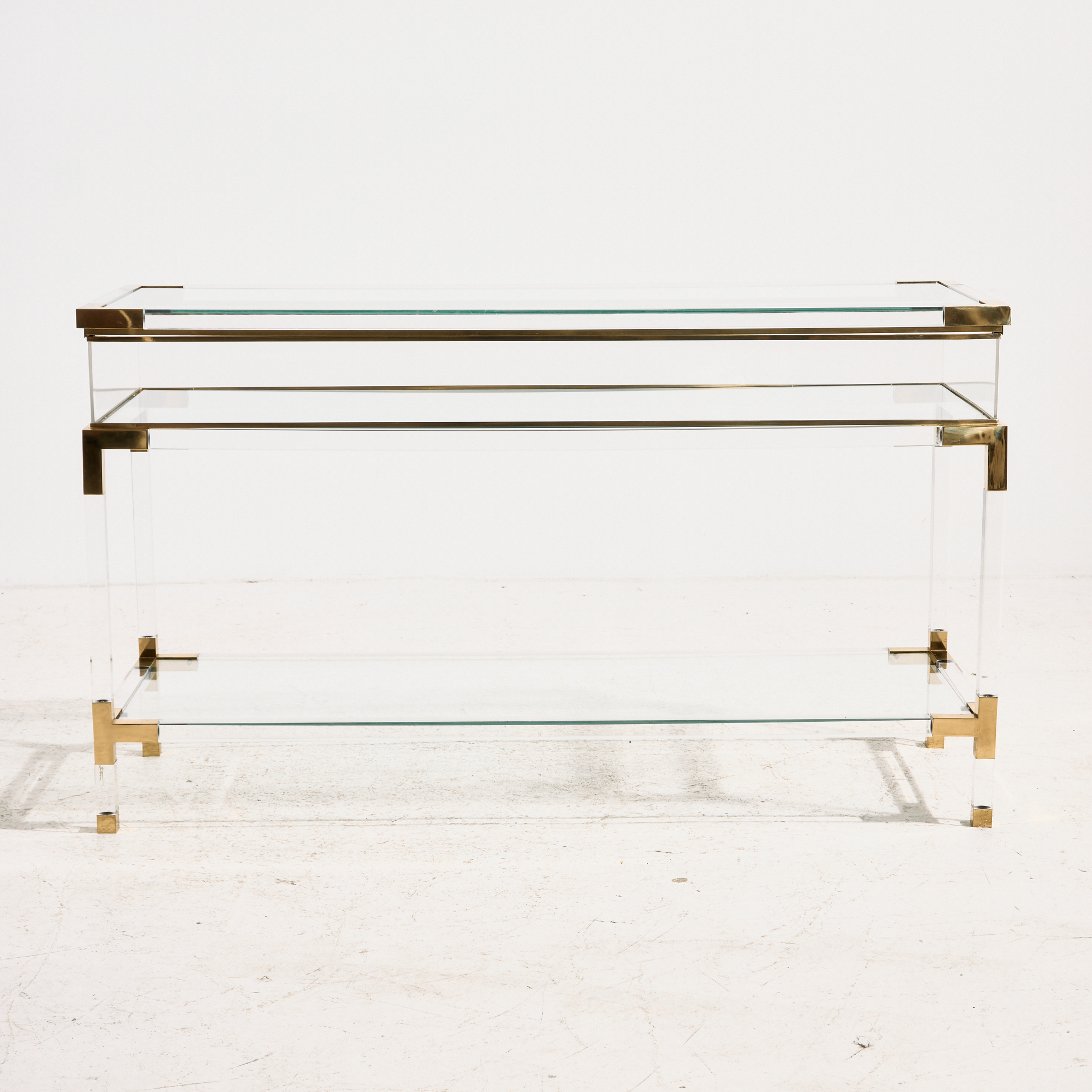 Brass and plexiglass console table by Fabian